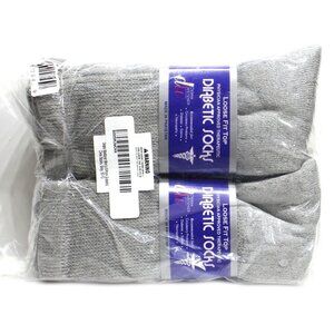 Weitzner Mens Gray Diabetic Crew Socks Loose Fit Top 6 Pair 7-12